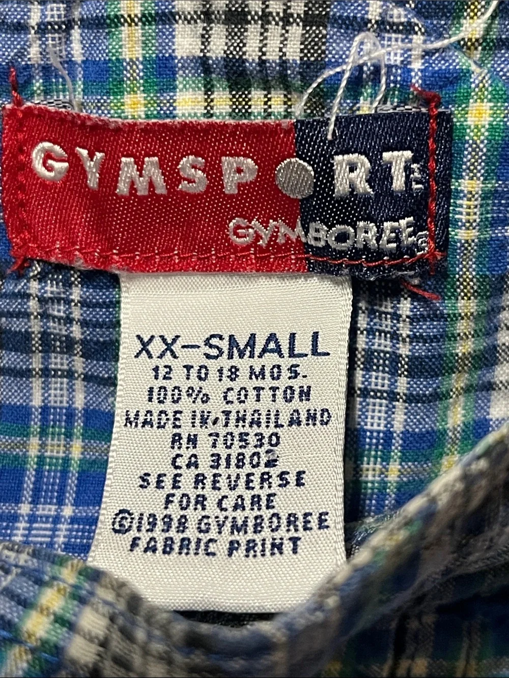 VTG 90s Gymboree Blue and Green Plaid Shortalls